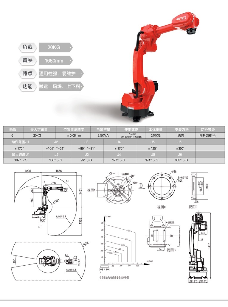 搬運上下料機器人負(fù)載20公斤